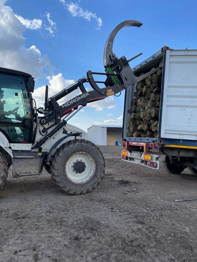 Loading poles into a container